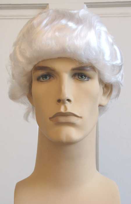 18TH CENTURY COLONIAL MAN COSTUME WIG~WHITE~MEN'S~POWDER~JUDGE~HALLOWEEN