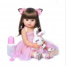 55CM Bebe Doll Reborn Toddler Pink Princess Full Body Silicone