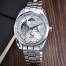 Men Tourbillon Watches Stainless Steel Band Automatic Mechanical Wristwatches Moon Phase