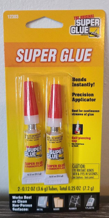 The Original Super Glue Tube 2-Pack for Metal Wood Rubber and Plastic