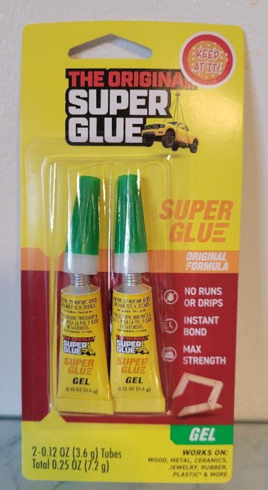 The Original Super Glue Gel 2-pack 2-0.12oz 3.6 Gram Mini Tubes