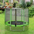 60" Round Outdoor Trampoline with Enclosure Netting Green