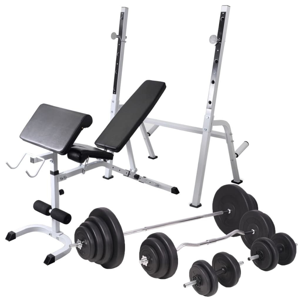 Workout Bench w/ Weight Rack, Barbell  & Dumbbell Set 264.6lb