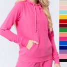 NEW LONG SLEEVE PULLOVER FRENCH TERRY HOODIE SWEATSHIRT TOP WITH KANGAROO POCKET