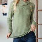 NEW SIZE S M L MINI SLIDE SLIT TWO BUTTON LOOSE FLAP NECK WAFFLE KNIT SWEATER