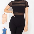NEW SIZE S M L MESH STRIPED FRONT AND FULL MESH BACK WOVEN BIKER ROMPER