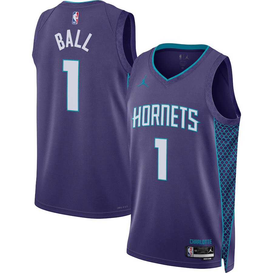 Men & Youth #1 Lamelo Ball Charlotte 2022-23 Statement Edition Purple ...