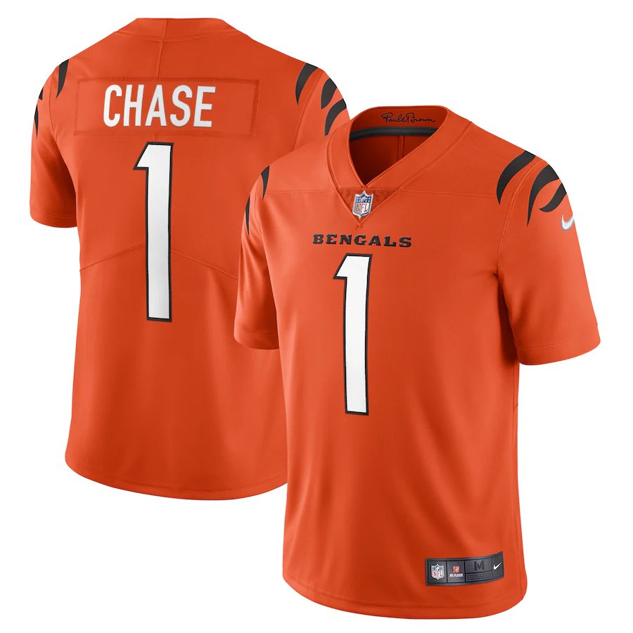 Men & Youth #1 Ja'Marr Chase Cincinnati Stitched Vapor Limited Orange Jersey