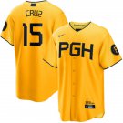 Men & Youth #15 Oneil Curz Pittsburgh Pirates City Connect Cool Base Yellow Jersey