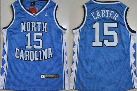 Men's #15 Vince Carter UNC College Blue Jersey