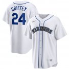 Men & Youth #24 Ken Griffey Jr. Seattle Mariners Cooperstown Cool Base White Jersey