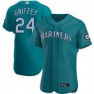 Men & Youth #24 Ken Griffey Jr. Seattle Mariners Flex Base Green Jersey