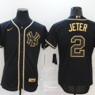 Men's #2 Derek Jeter New York Yankees Black Golden Edition Jersey