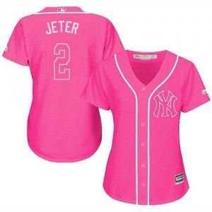 Women's #2 Derek Jeter New York Yankees Pink Jersey