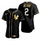 Men's #2 Derek Jeter New York Yankees Black Golden Edition Jersey