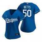 Women's #50 Mookie Betts Los Angeles Dodgers Cool Base Blue Jersey