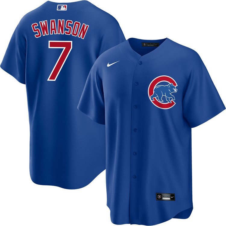 Men & Youth 7 Dansby Swanson Chicago Cubs Alternate Cool Base Blue Jersey