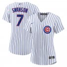 Women's #7 Dansby Swanson Chicago Cubs White Home Cool Base Jersey