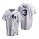Men & Youth #3 Babe Ruth New York Yankees White Cooperstown Home Jersey