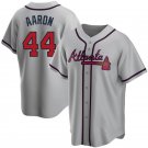 Men & Youth #44 Hank Aaron Atlanta Braves Gray Away Cool Base Jersey