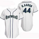 Men & Youth #44 Hank Aaron Milwaukee Brewers Throwback White Jersey