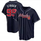 Men & Youth #99 Spencer Strider Atlanta Braves Alternate Cool Base Navy Blue Jersey