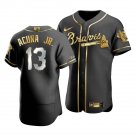 Men & Youth #13 Ronald Acuna Jr. Atlanta Braves Black Golden Edition Jersey