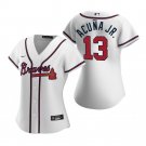 Women's #13 Ronald Acuna Jr. Atlanta Braves White Home Cool Base Jersey