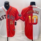 Men's Houston Astros Yuli Gurriel White Orange Split Stitched Baseball Jersey