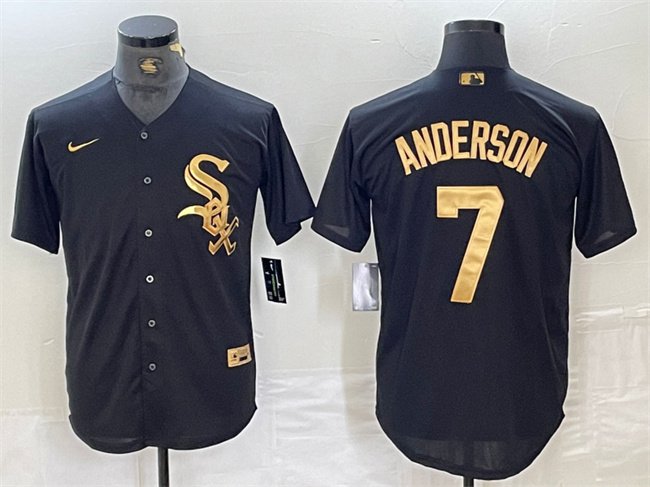 Men's Chicago White Sox Tim Anderson Black Cool Base Stitched Jersey