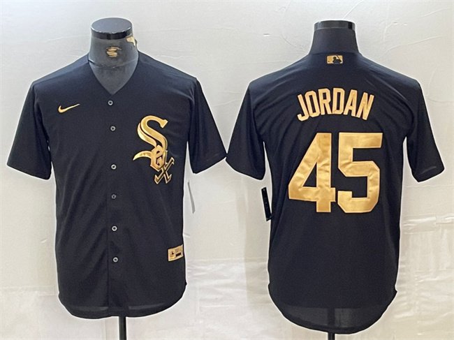 Men's Chicago White Sox Michael Jordan Black Cool Base Stitched Jersey