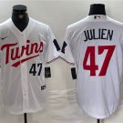 Men's Minnesota Twins Edouard Julien White Cool Base Stitched Jersey