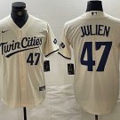 Men's Minnesota Twins Edouard Julien Number Cream Cool Base Stitched Jersey