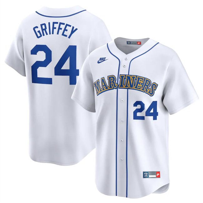 Any Size Seattle Mariners Ken Griffey White Throwback Cooperstown Jersey