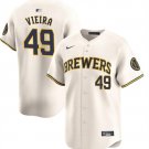 Men's Milwaukee Brewers Thyago Vieira Cream Home Limited Baseball Stitched Jersey