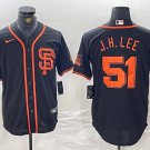 Men's San Francisco Giants Jung Hoo Lee Black With SF Stitched Cool Base Jersey
