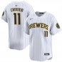 Men's Milwaukee Brewers Jackson Chourio White 2024 Alternate Limited Stitched Jersey