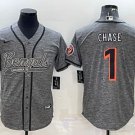 Men's Cincinnati Bengals Ja'Marr Chase Gray With Patch Cool Base Stitched Baseball Jersey