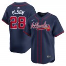 Mens Womens Youth 2024 Atlanta Braves Matt Olson Cool Base Jersey Navy Blue