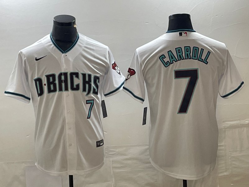 Any Size Diamondbacks Active Corbin Carroll White 2024 Cool Base Jersey