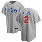 Men's Chicago Cubs Nico Hoerner Grey Cool Base Stitched Baseball Jersey
