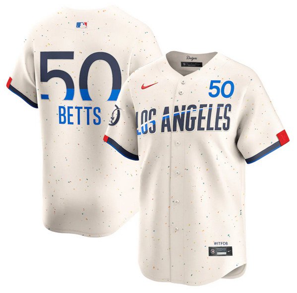 Men's Brooklyn Dodgers Mookie Betts Cream 2024 City Connect Limited Stitched Jersey