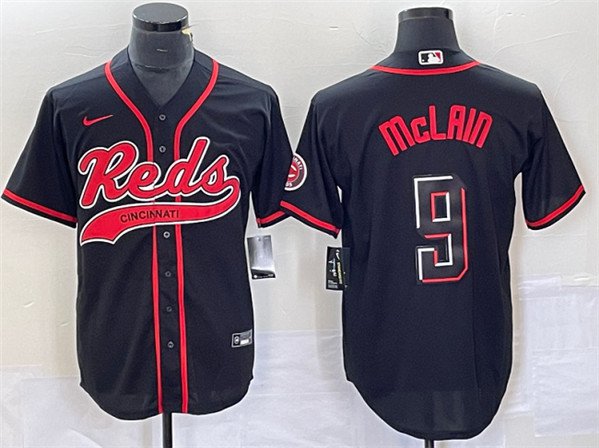 Men's Cincinnati Reds Matt McLain Black Cool Base Stitched Baseball Jersey