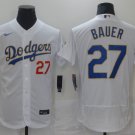 Men's Los Angeles Dodgers Trevor Bauer White Gold Champions Patch Jersey