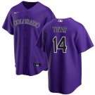 Men's Colorado Rockies Ezequiel Tovar Purple Cool Base Stitched Baseball Jersey