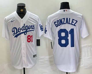 Any Size Los Angeles Dodgers Victor Gonzalez Number White Cool Base Jersey