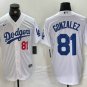 Any Size Los Angeles Dodgers Victor Gonzalez Number White Cool Base Jersey