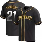 Men's Cincinnati Reds Reggie Sanders Black Cool Base Stitched Baseball Jersey
