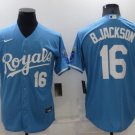 Men's Kansas City Royals Bo Jackson Light Blue Cool Base Stitched Jersey