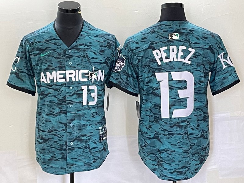 Any Size Kansas City Royals Salvador Perez Teal 2023 All Star Cool Baseball Jersey